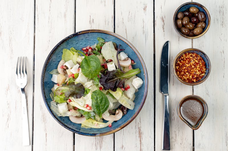 Mediterranean salad with olives feta and cucumber
